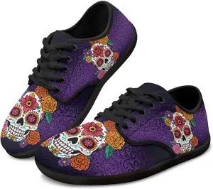 Skull Print Barefoot Shoes Women Walking Wide Toe Box Shoes Comfort Minimalist Breathable Non Slip Sneakers