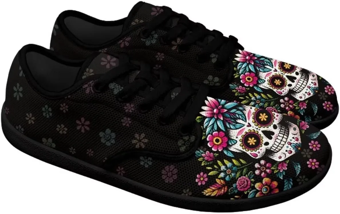 Skull Print Barefoot Shoes Women Walking Wide Toe Box Shoes Comfort Minimalist Breathable Non Slip Sneakers