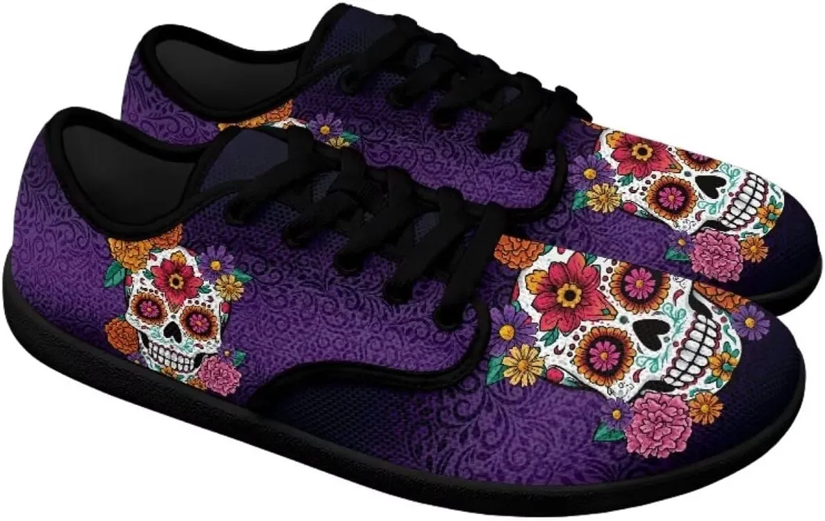 Skull Print Barefoot Shoes Women Walking Wide Toe Box Shoes Comfort Minimalist Breathable Non Slip Sneakers