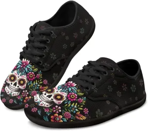 Skull Print Barefoot Shoes Women Walking Wide Toe Box Shoes Comfort Minimalist Breathable Non Slip Sneakers