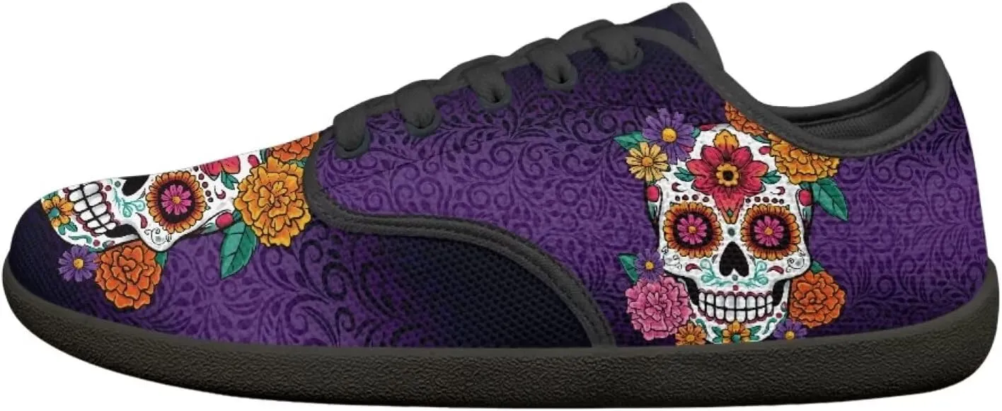 Skull Print Barefoot Shoes Women Walking Wide Toe Box Shoes Comfort Minimalist Breathable Non Slip Sneakers