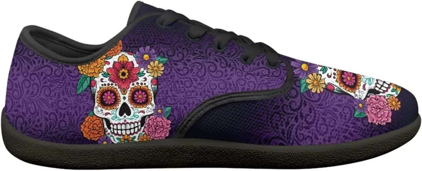 Skull Print Barefoot Shoes Women Walking Wide Toe Box Shoes Comfort Minimalist Breathable Non Slip Sneakers