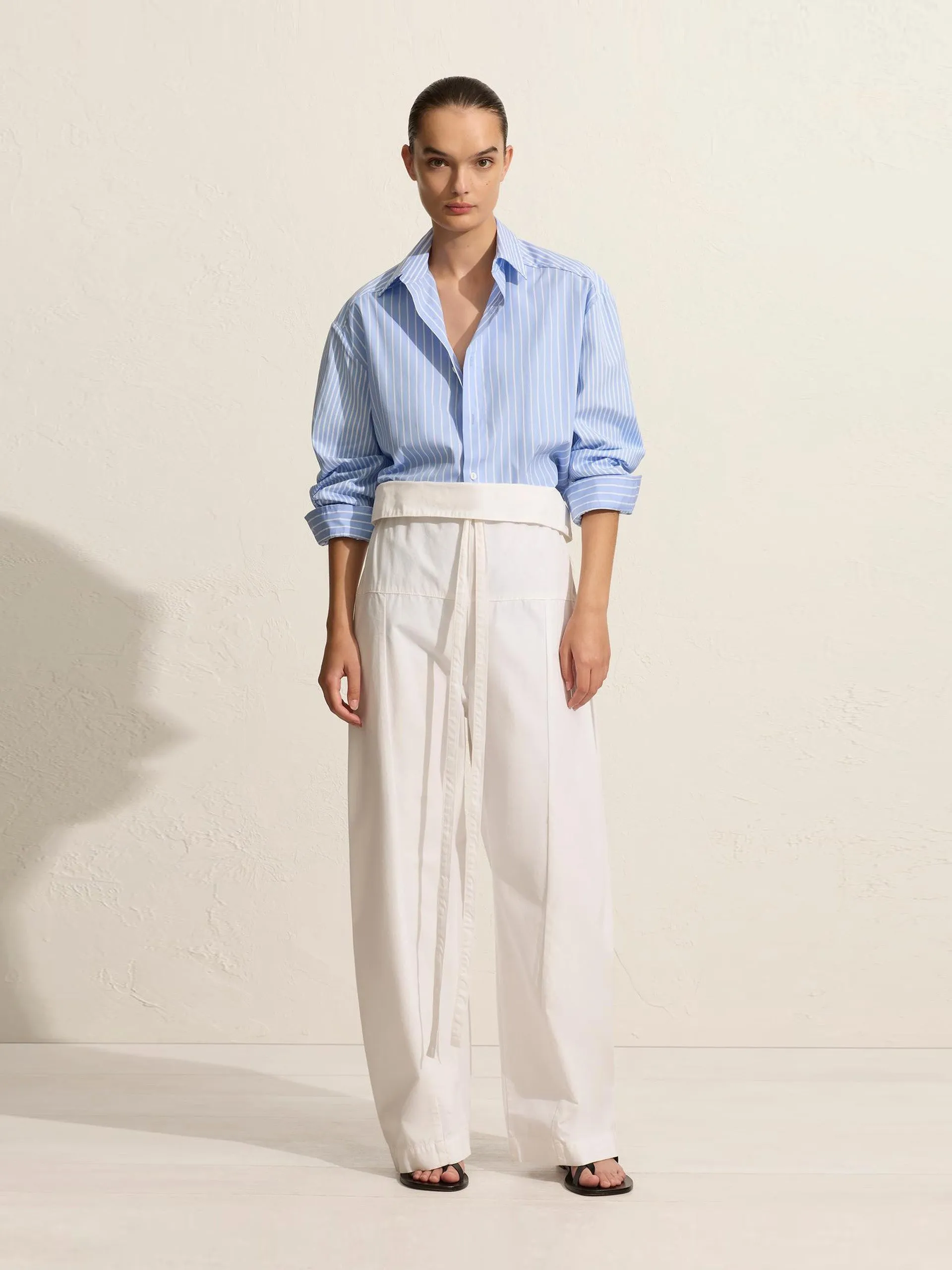Sky contrast stripe shirt