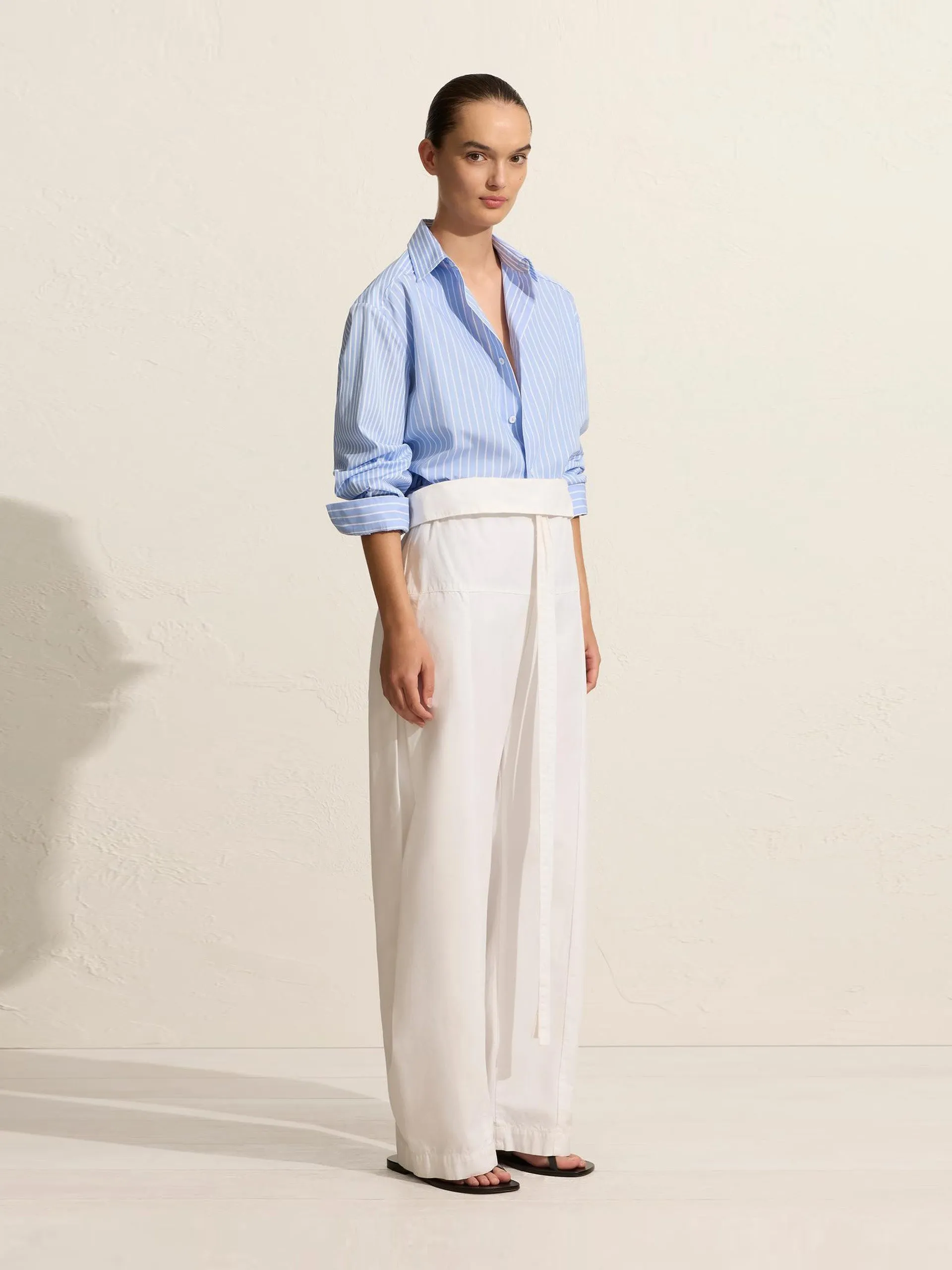 Sky contrast stripe shirt