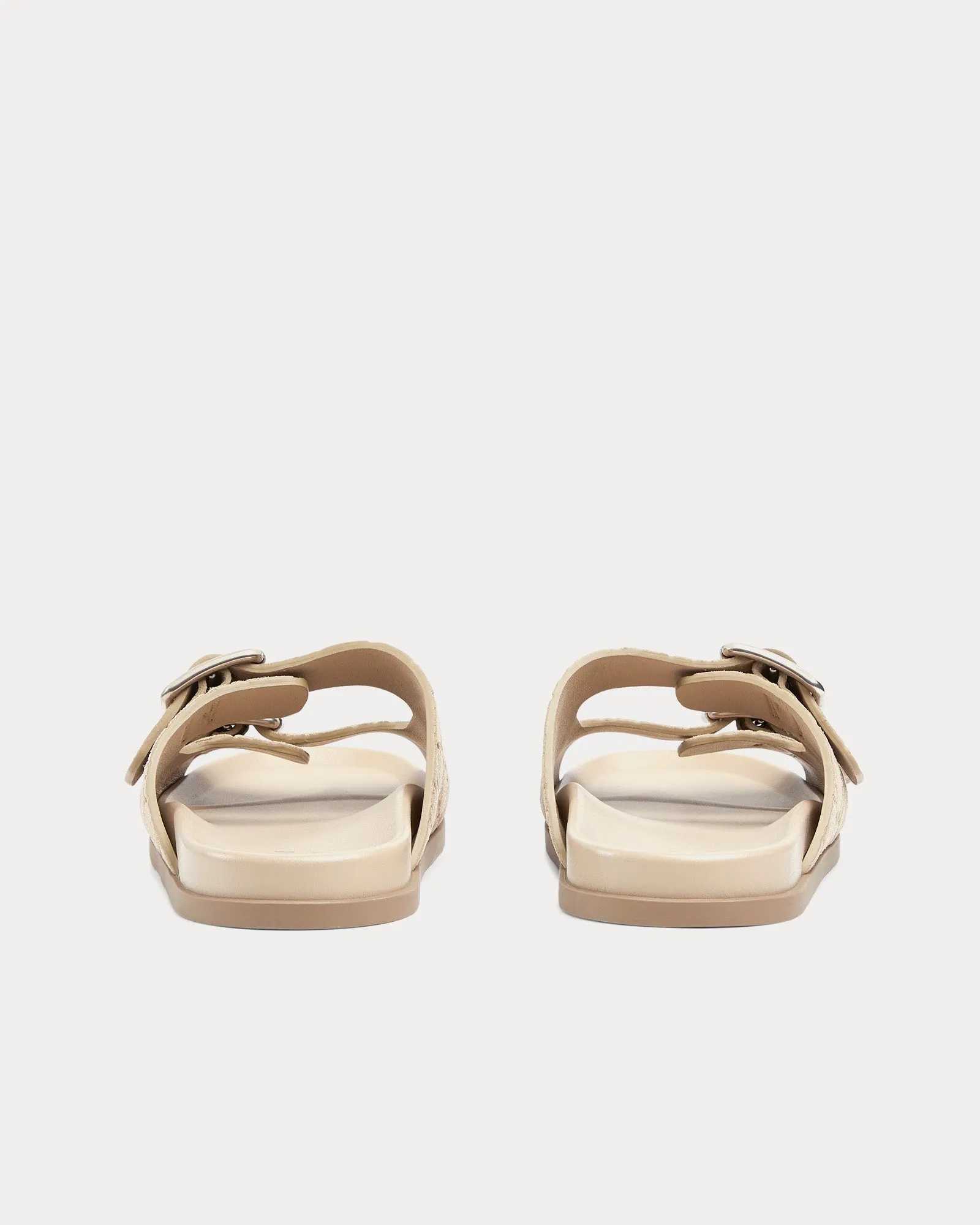 Slide Buckle GG Suede Oatmeal Sandals
