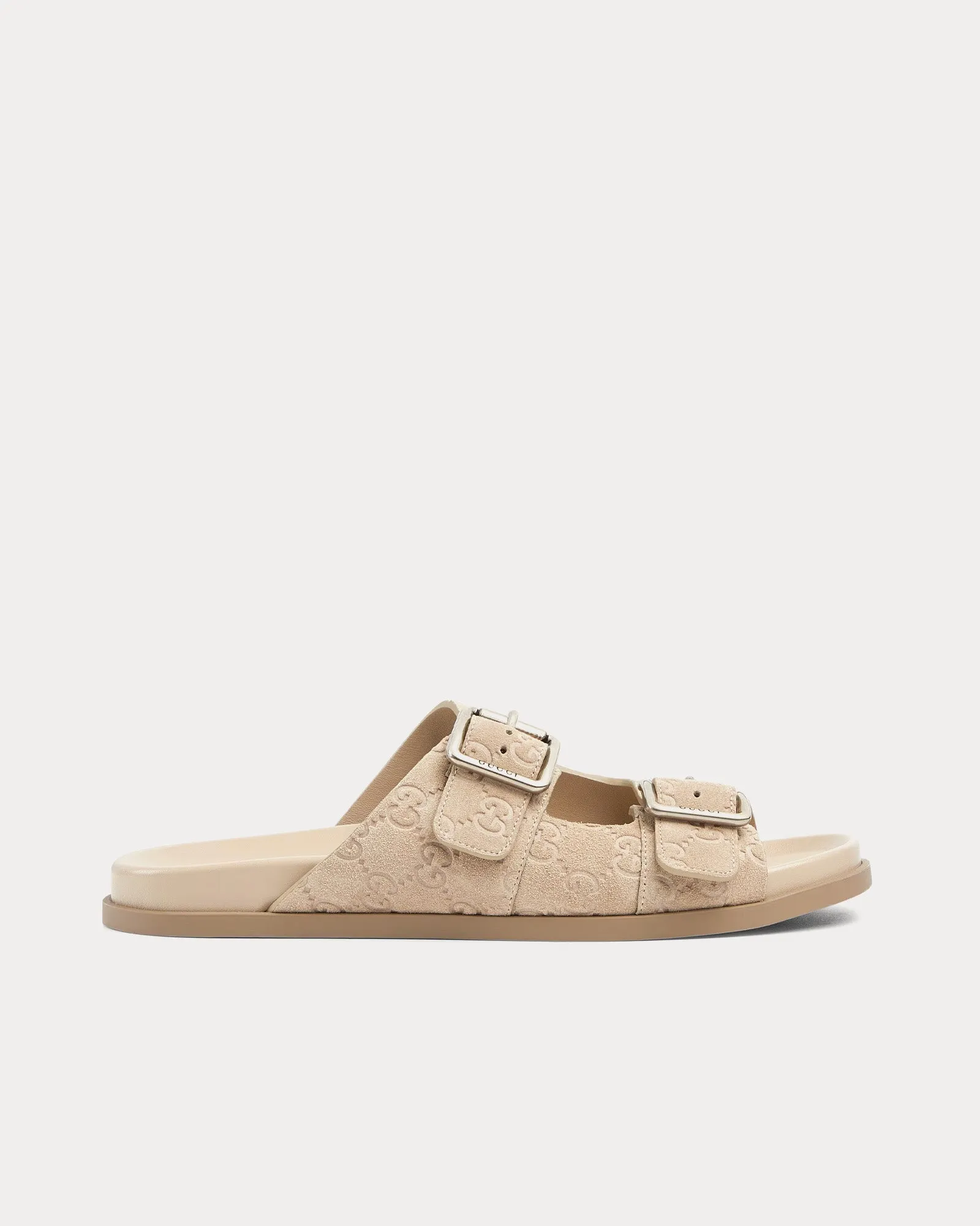 Slide Buckle GG Suede Oatmeal Sandals