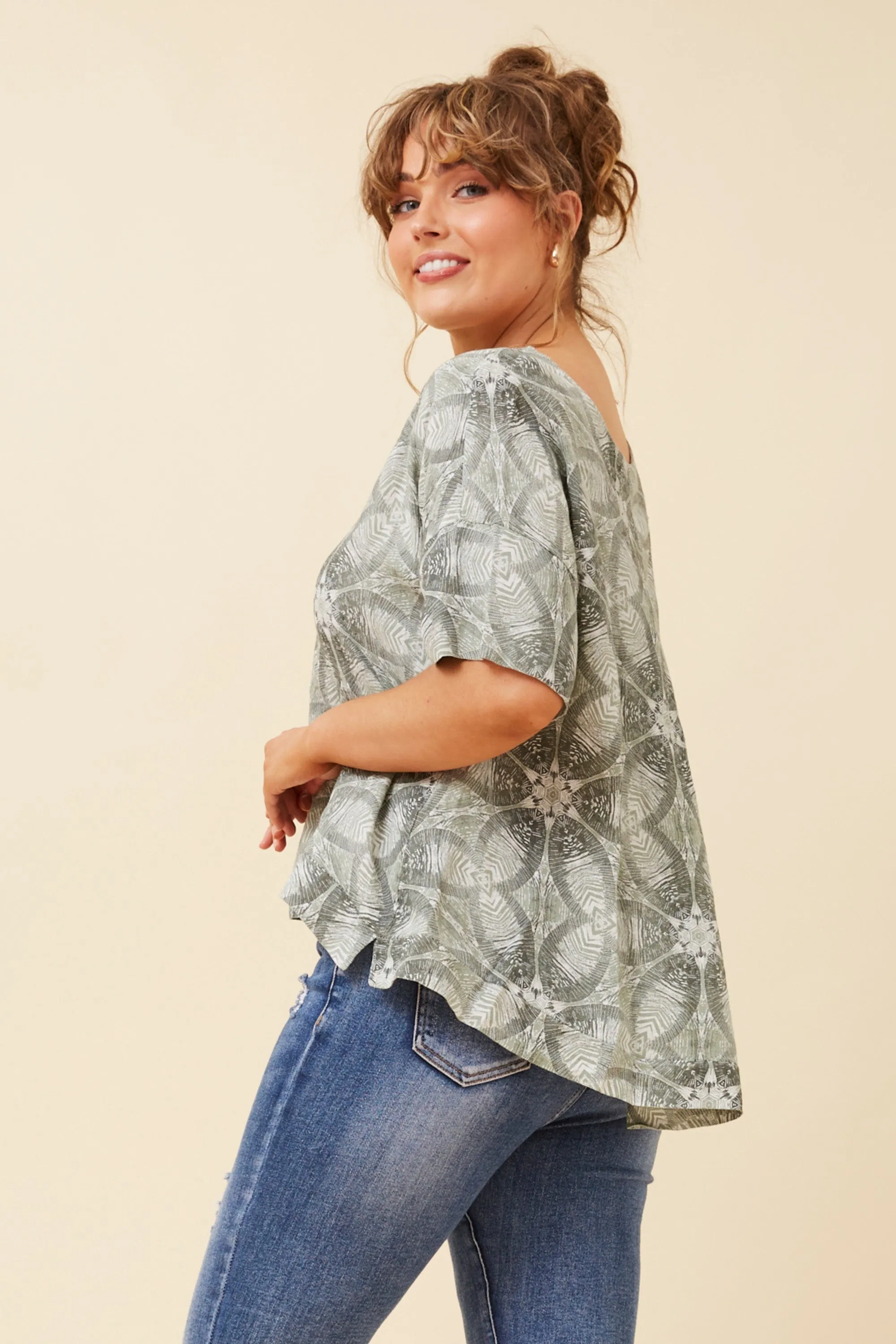 SOLARIS PRINTED LINEN TOP