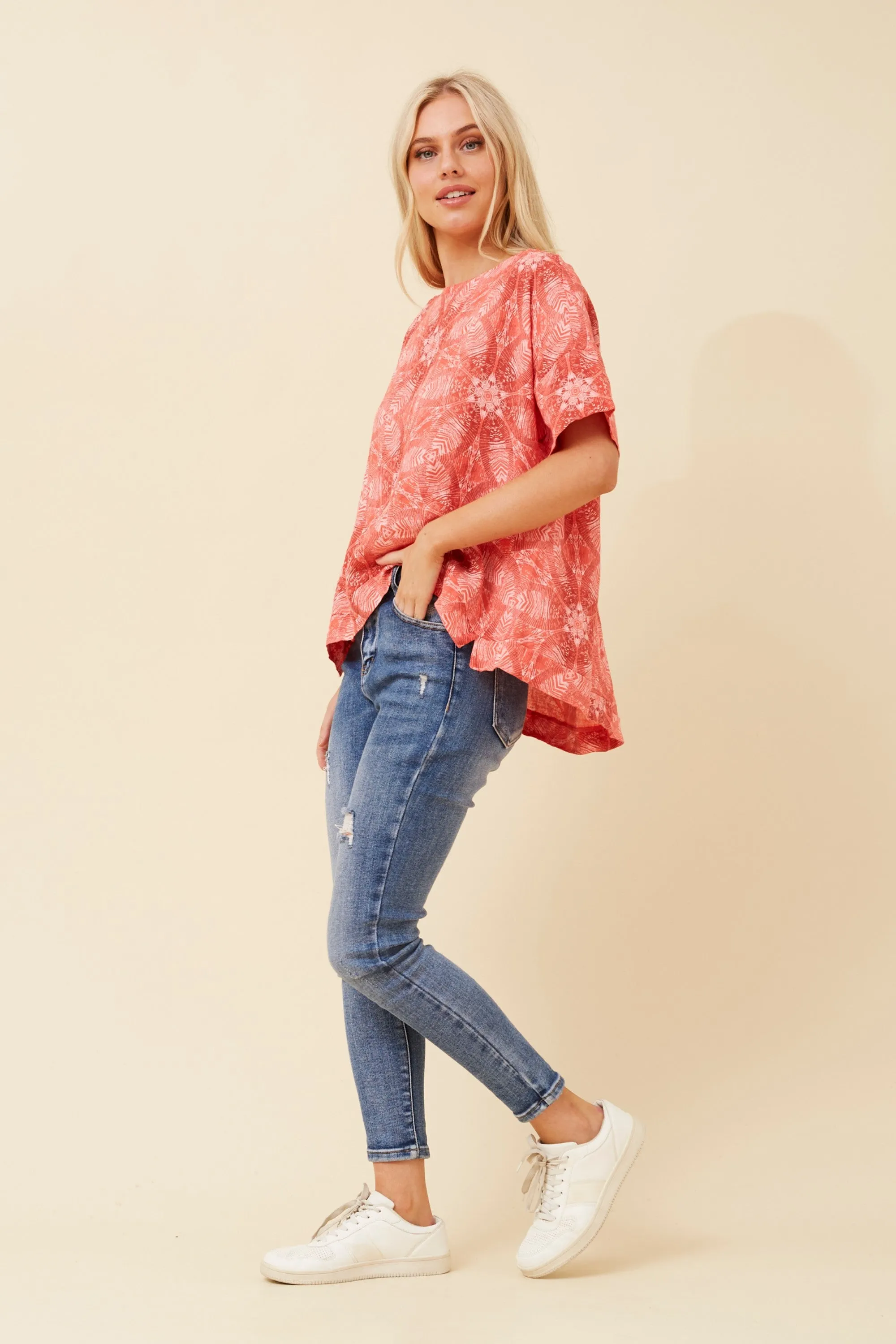 SOLARIS PRINTED LINEN TOP