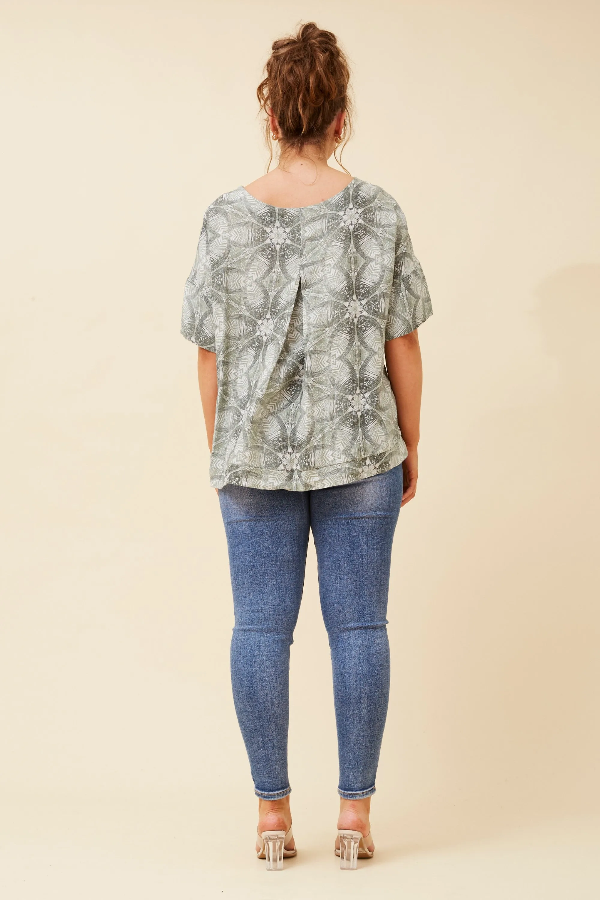 SOLARIS PRINTED LINEN TOP