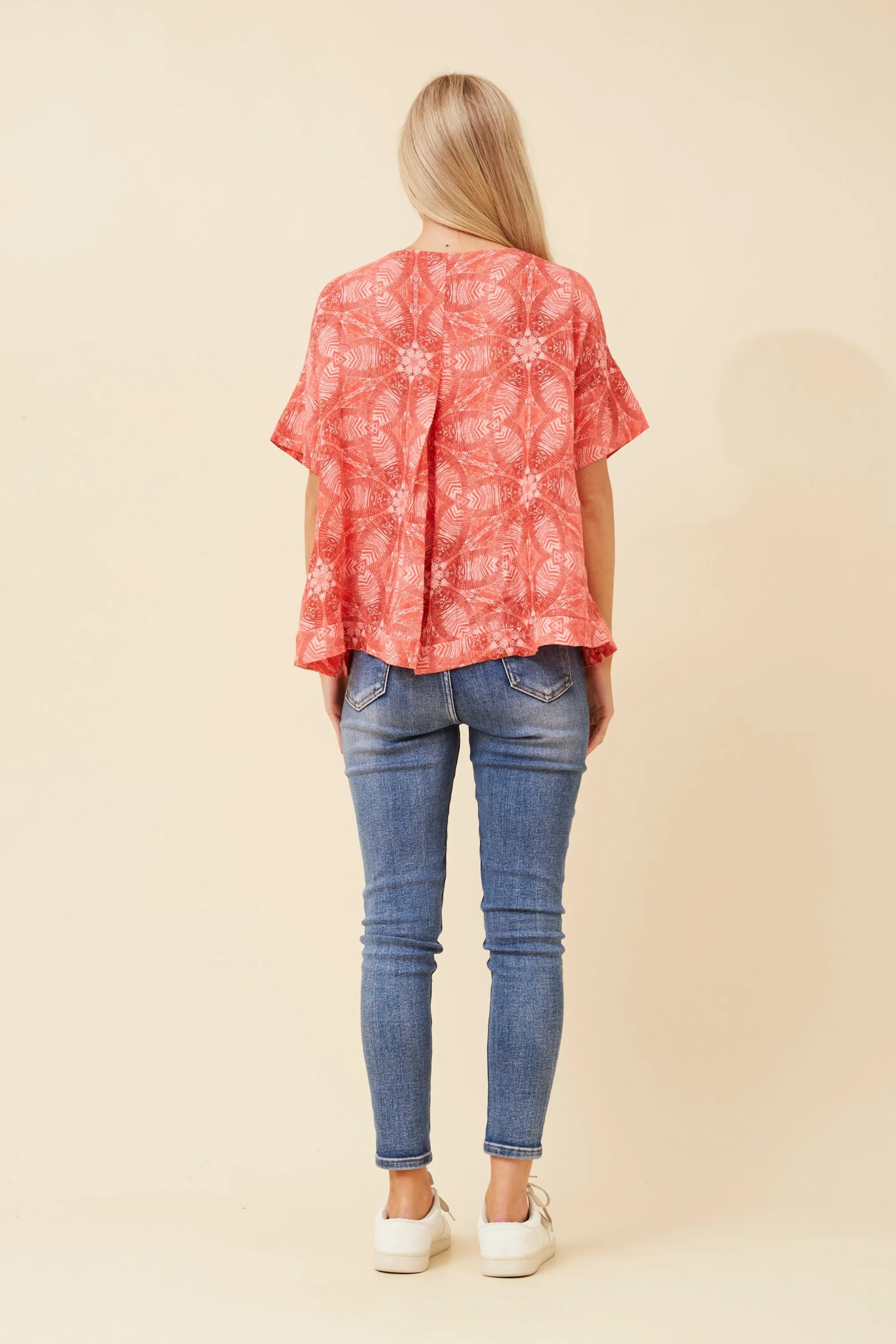 SOLARIS PRINTED LINEN TOP