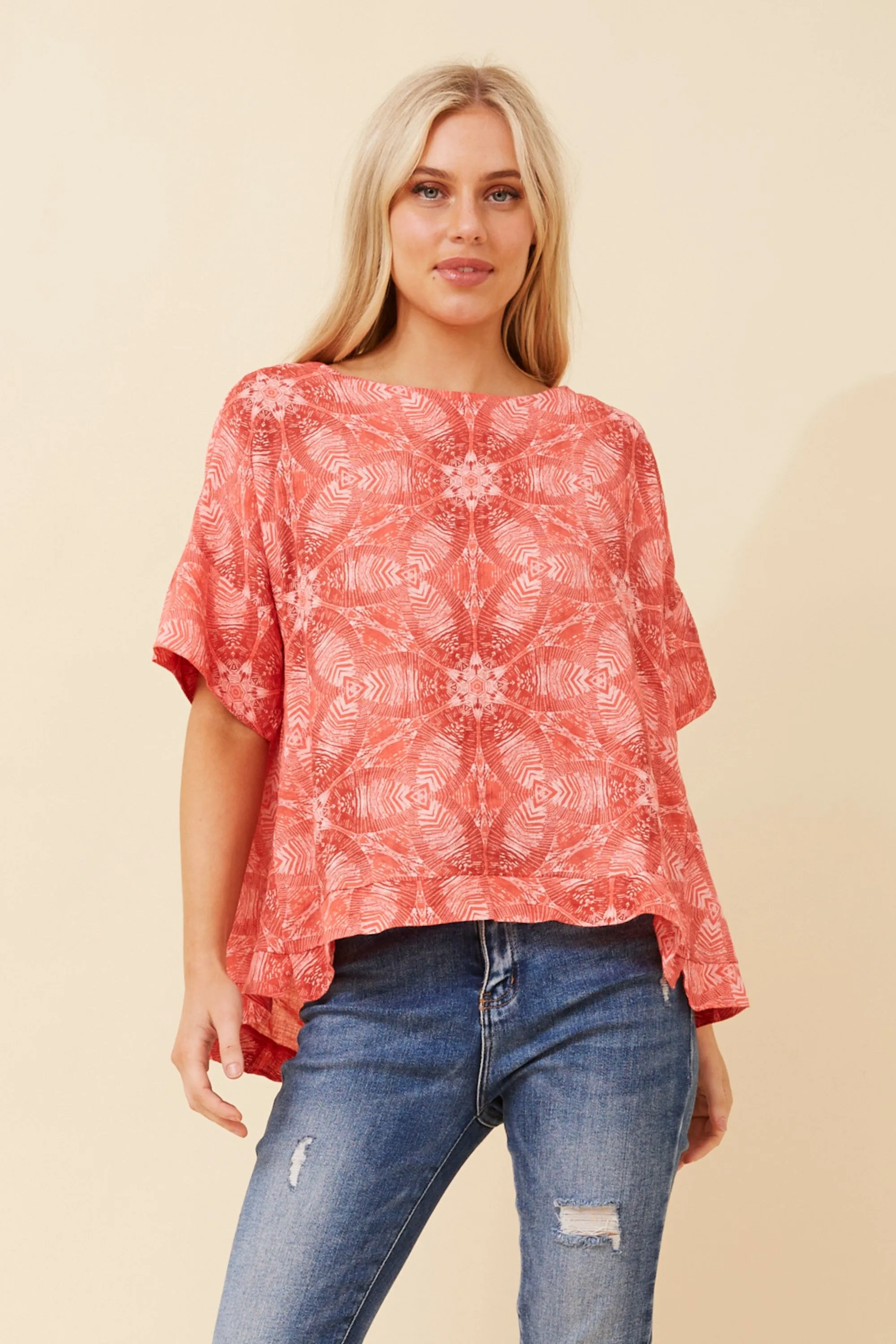 SOLARIS PRINTED LINEN TOP
