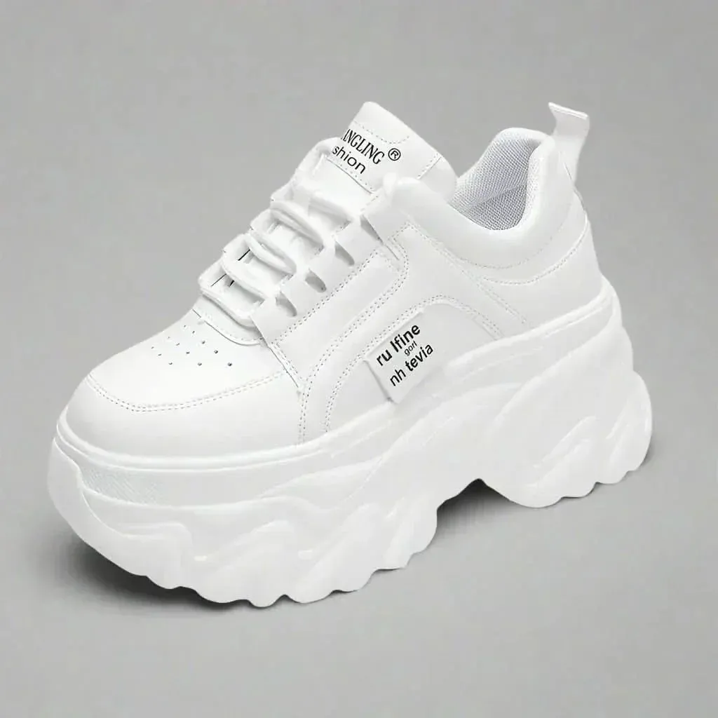 Spring Autumn Sneakers for Women | Thick PU Leather Shoes