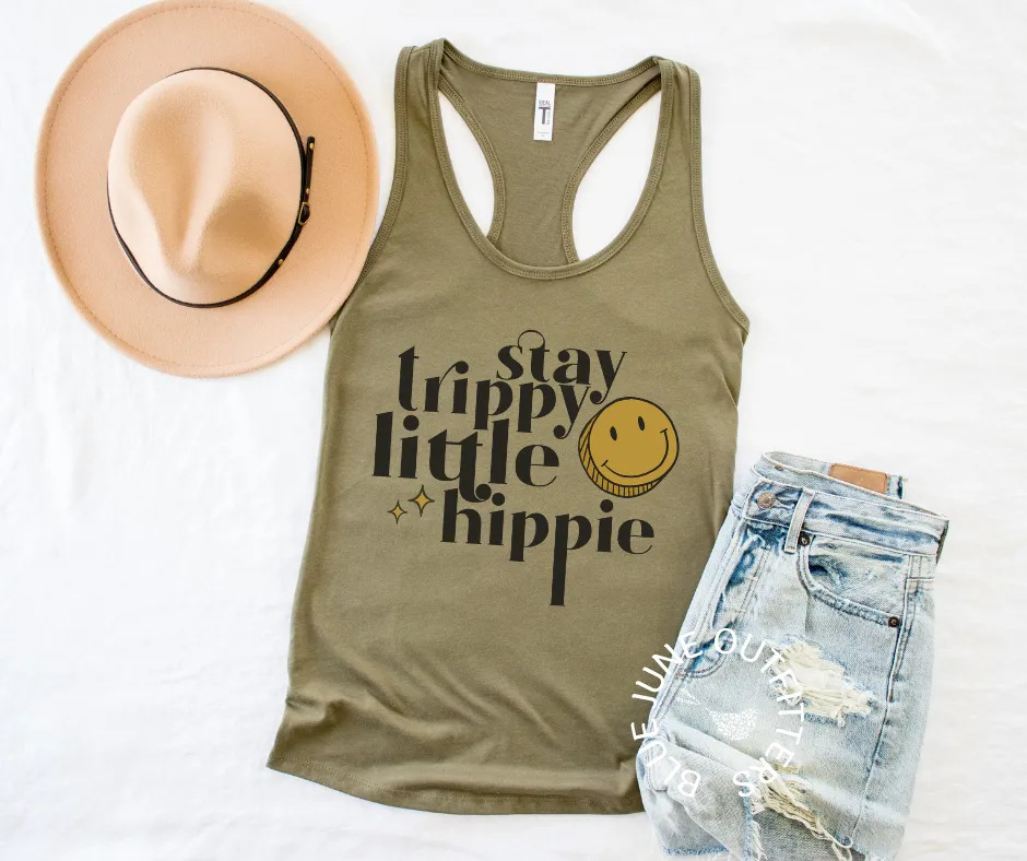 STAY TRIPPY LITTLE HIPPIE | WOMEN'S RETRO RACERBACK TANK TOP