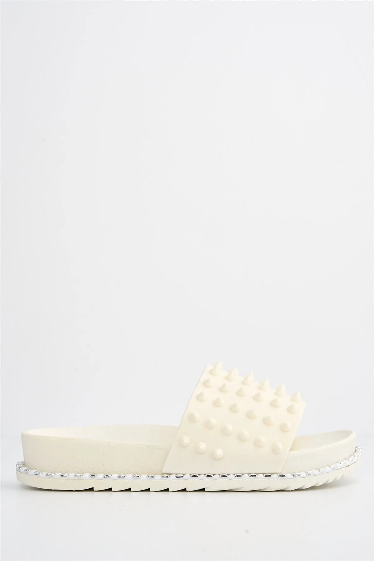 Stealth Studded Slider in White