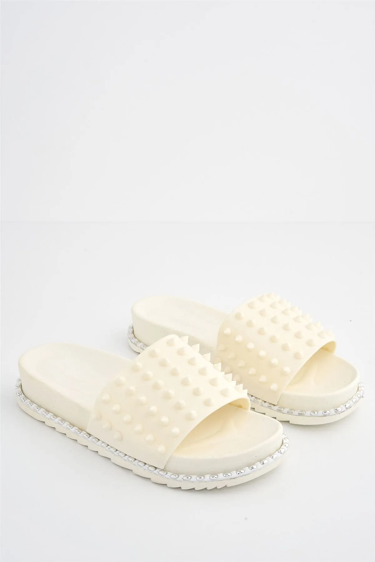 Stealth Studded Slider in White