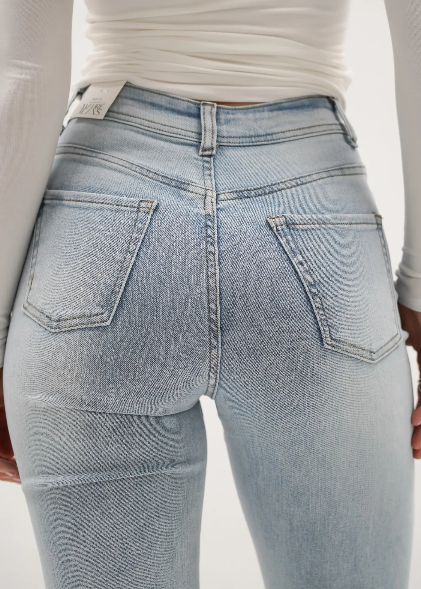 Stretch high waist straight leg jeans light blue (TALL)
