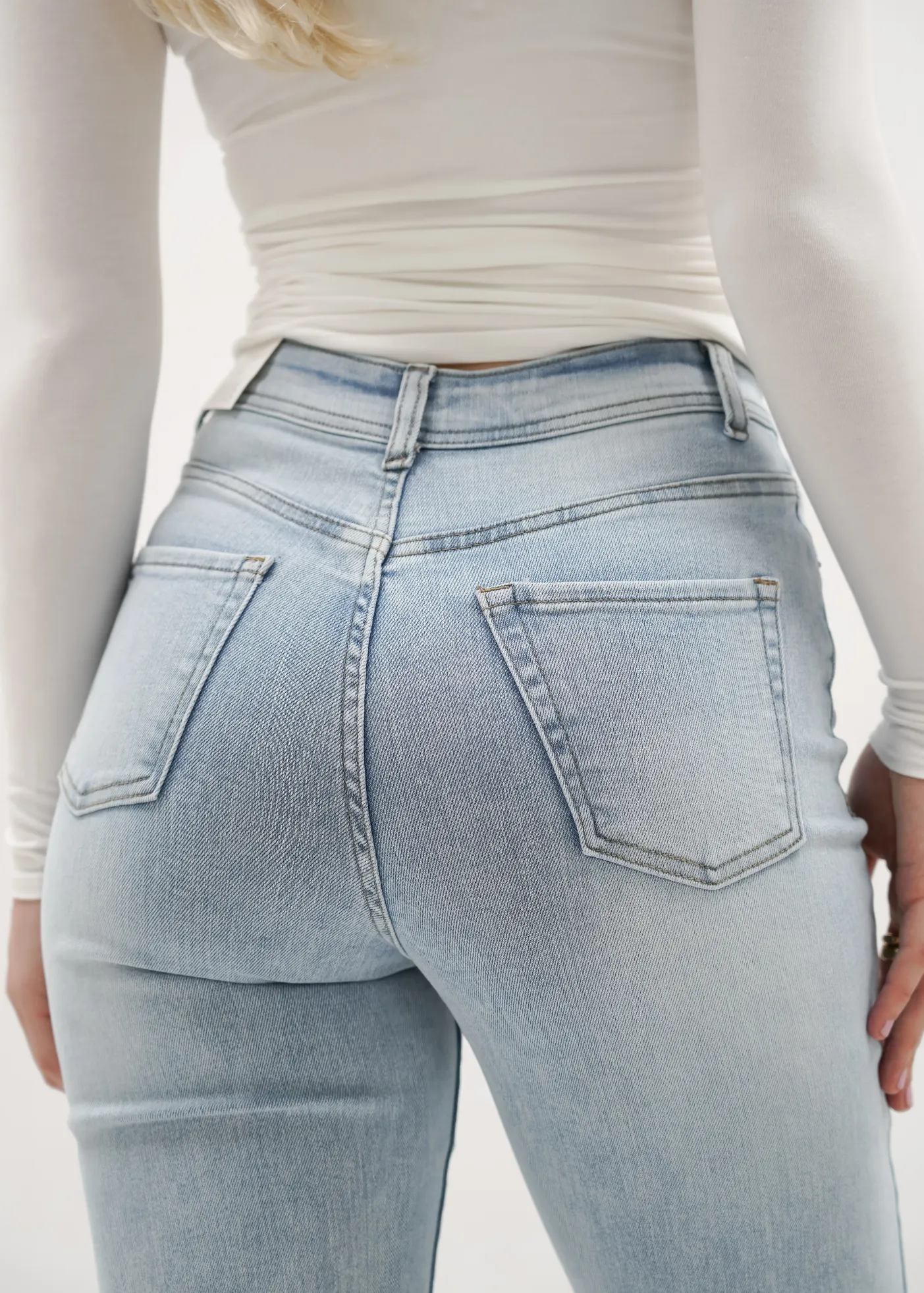 Stretch high waist straight leg jeans light blue (TALL)