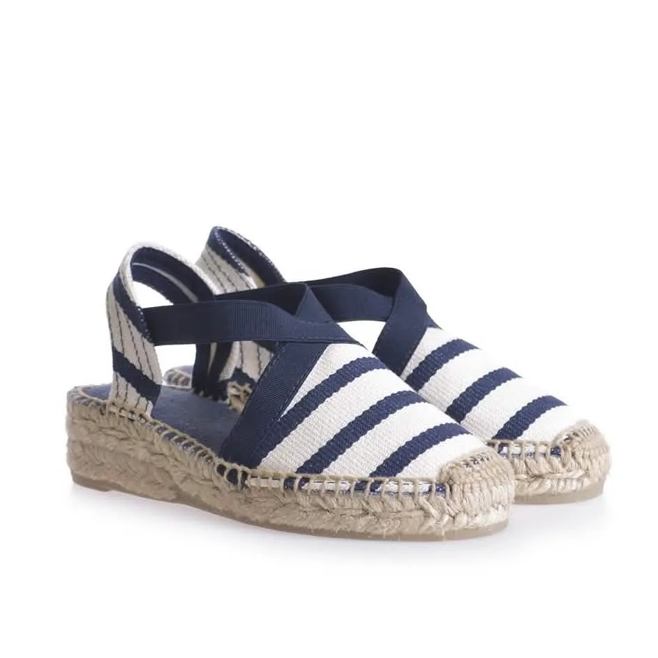 Striped Cotton Blend Wedge Espadrille for Kids - Edita-BR