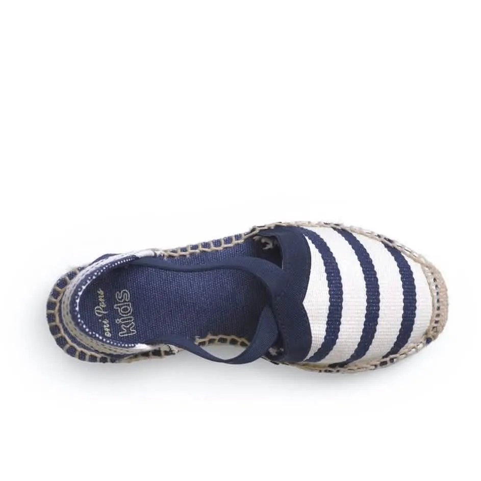 Striped Cotton Blend Wedge Espadrille for Kids - Edita-BR