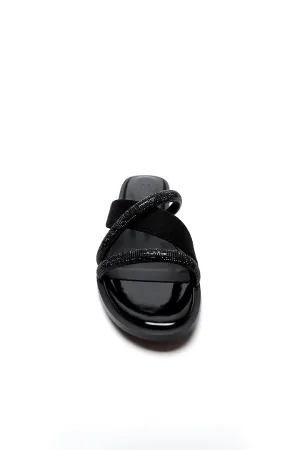 Studded Rhinestones Slanted Strap Slides Sandals