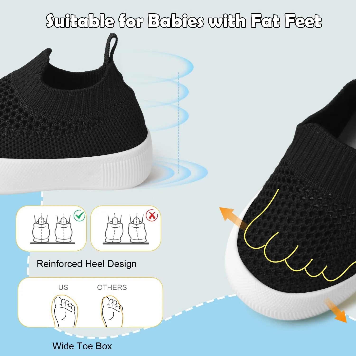 Toddler Shoes Baby Girl Boy Soft Breathable Mesh Wide Toe Box Lightweight Non-Slip Slip On First Walking Shoes