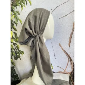 Turkish Cotton Metallic Solid Pretied w/ Long Tails - Gray, XL Circumference