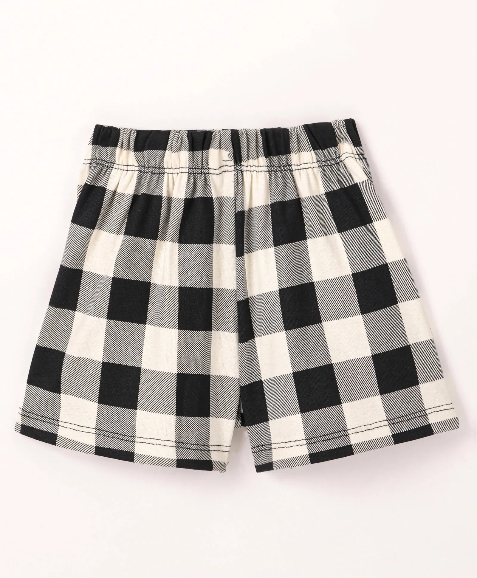 V shape Frill Bow Top Checkered Short Set