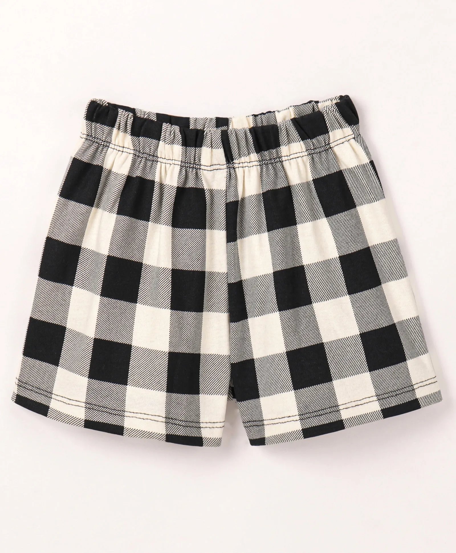 V shape Frill Bow Top Checkered Short Set