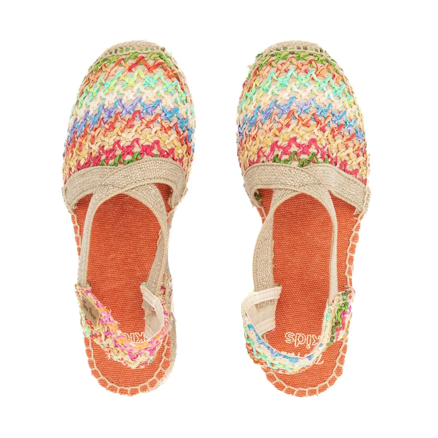 Vegan Mulricolored Raffia Sandals For Kids - Edita-NZ