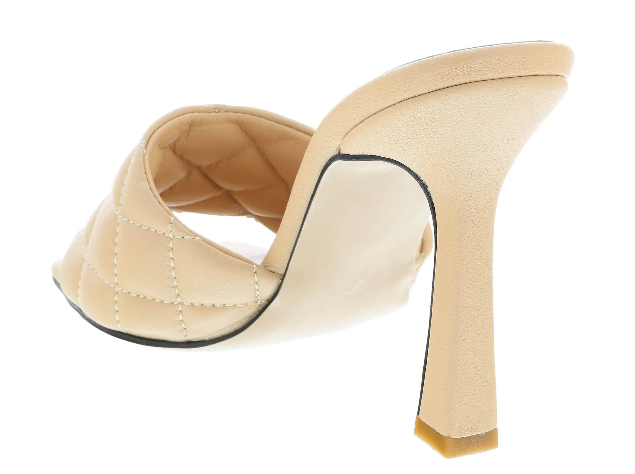 Ventutto Sand Quilted High Heel Leather Mule-