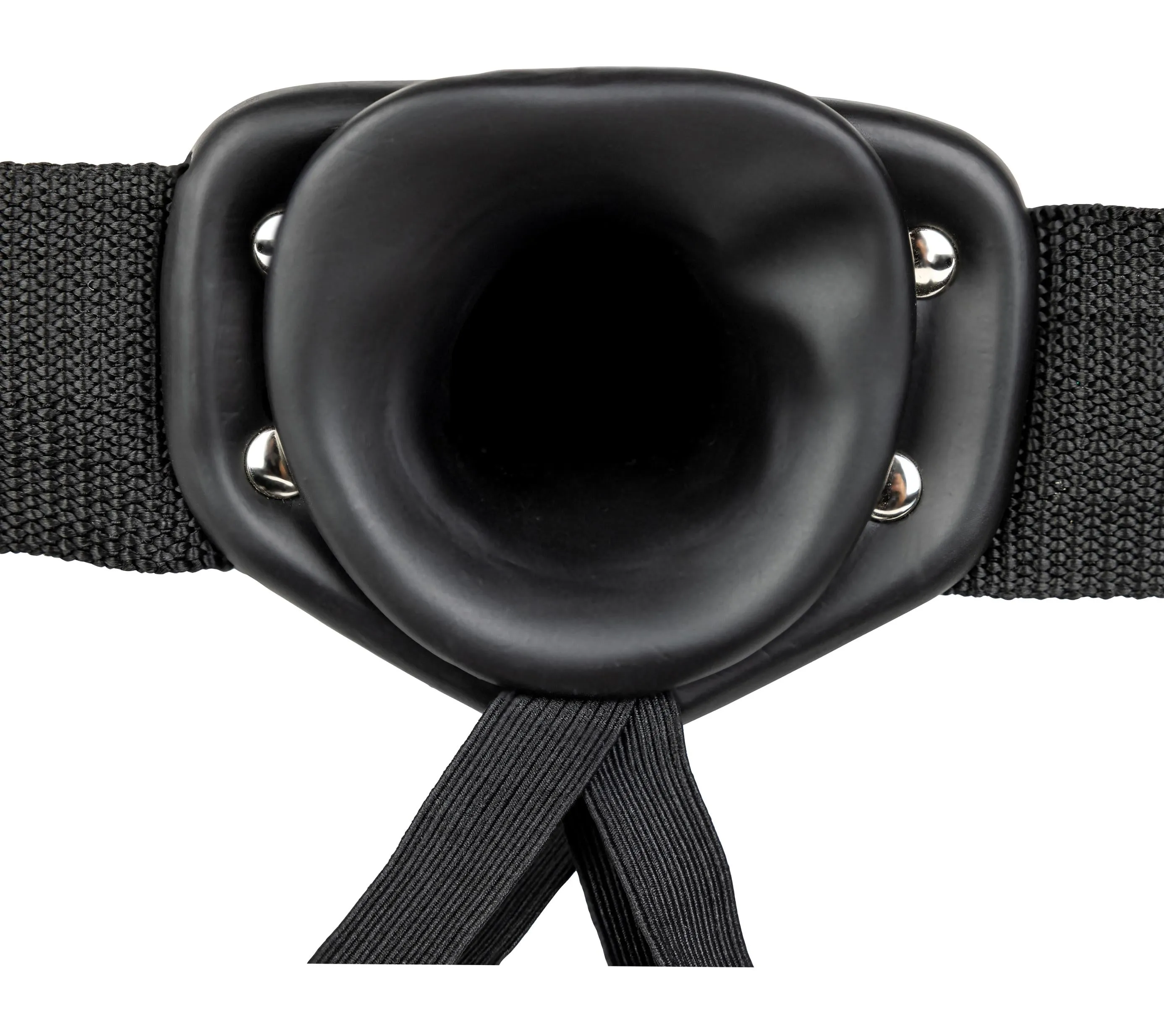 Vibrating Hollow Strap-on No Balls 8 Inch - Black