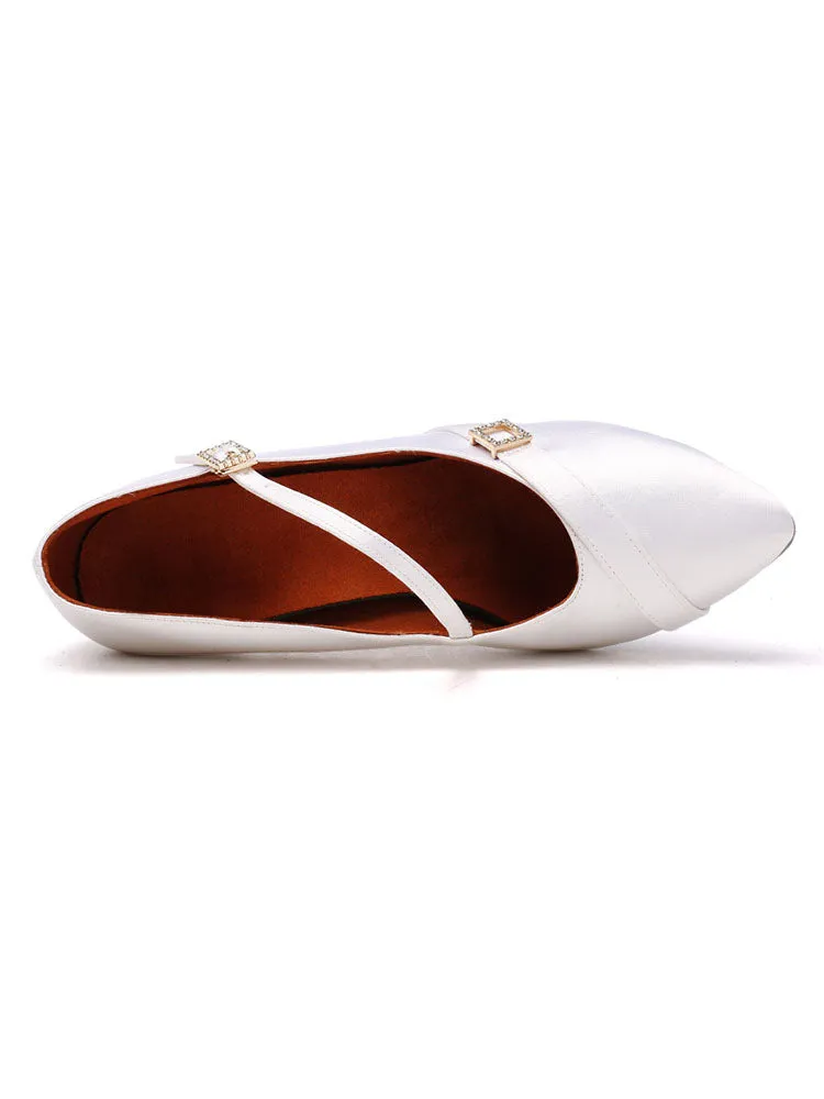 White Satin Modern Dance Shoes Indoor Dance Shoes