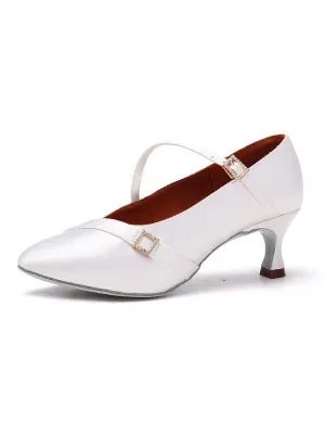 White Satin Modern Dance Shoes Indoor Dance Shoes