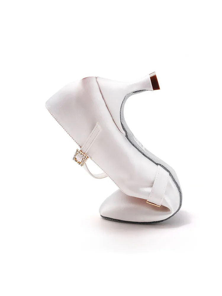 White Satin Modern Dance Shoes Indoor Dance Shoes