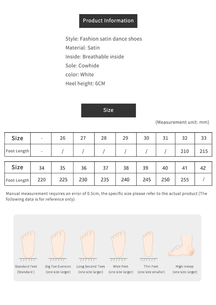White Satin Modern Dance Shoes Indoor Dance Shoes