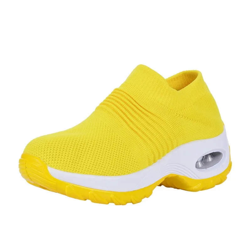 Women Flat Slip on Platform Breathable Mesh Sock Sneakers Shoes