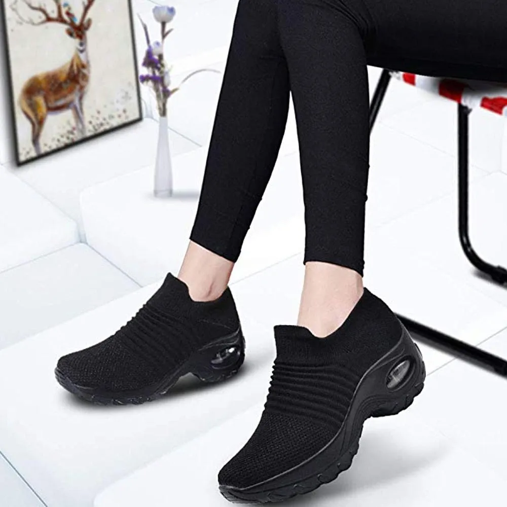 Women Flat Slip on Platform Breathable Mesh Sock Sneakers Shoes