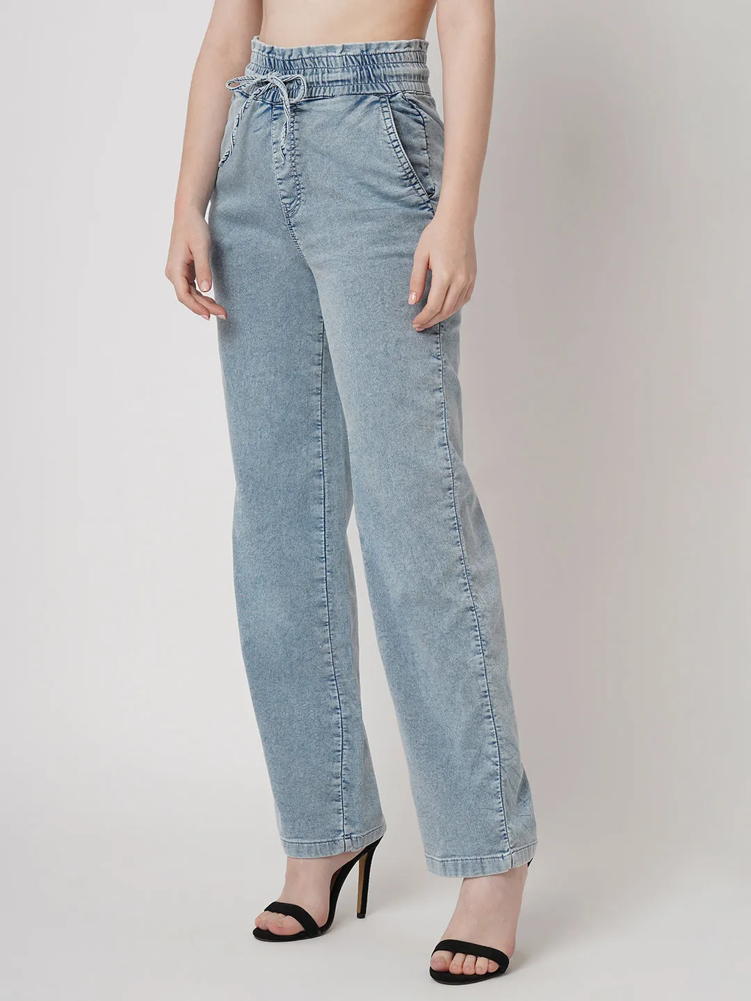 Women Light Blue High-Rise Jogger