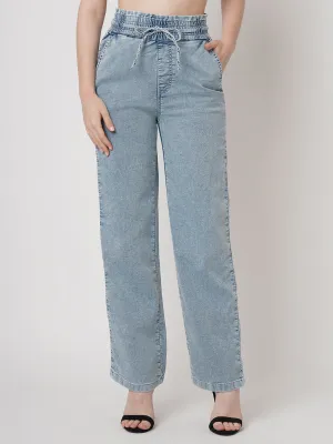 Women Light Blue High-Rise Jogger