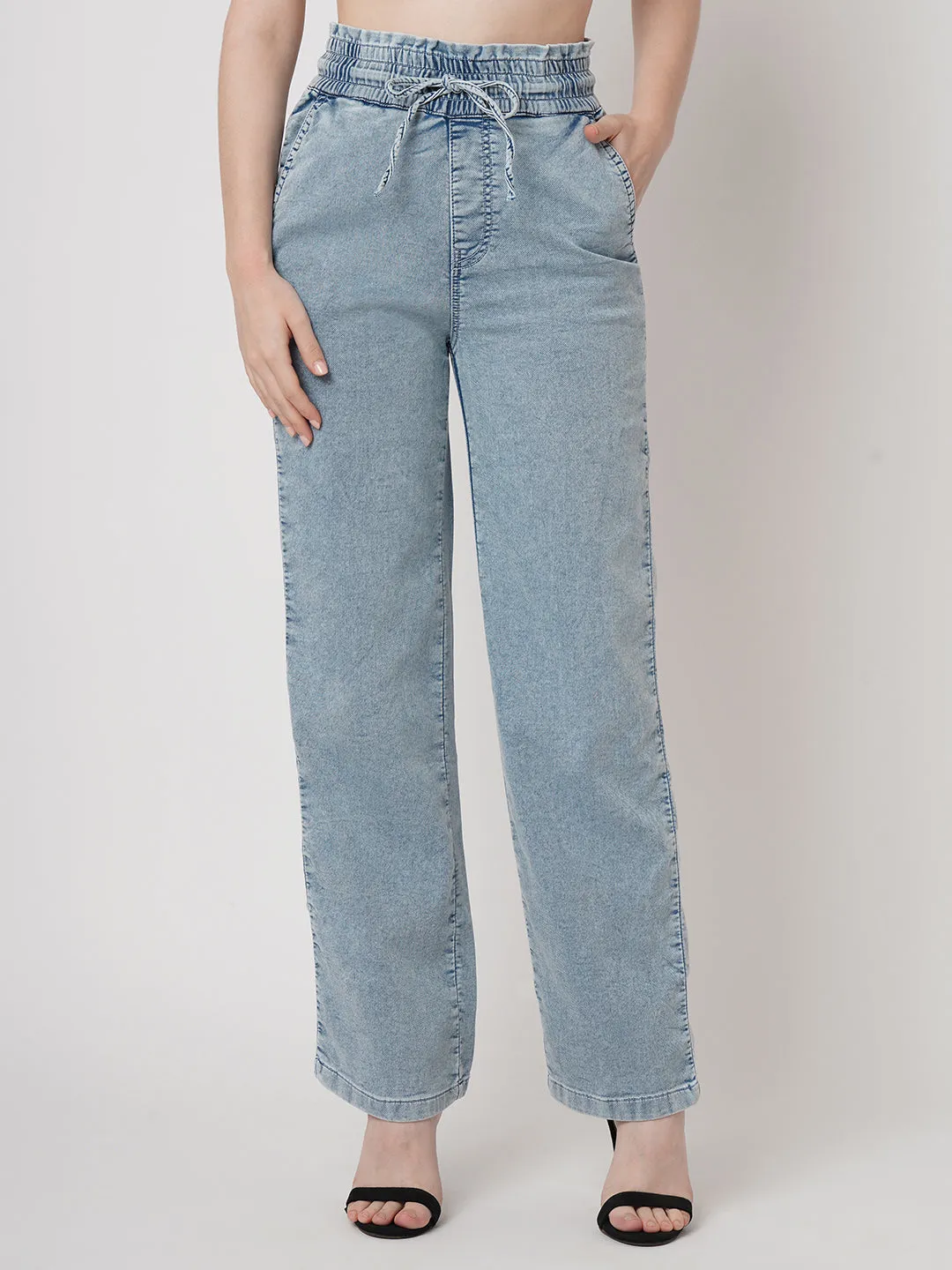 Women Light Blue High-Rise Jogger