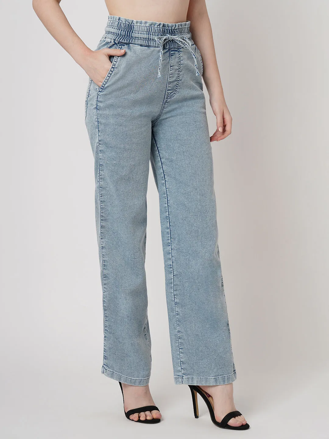 Women Light Blue High-Rise Jogger