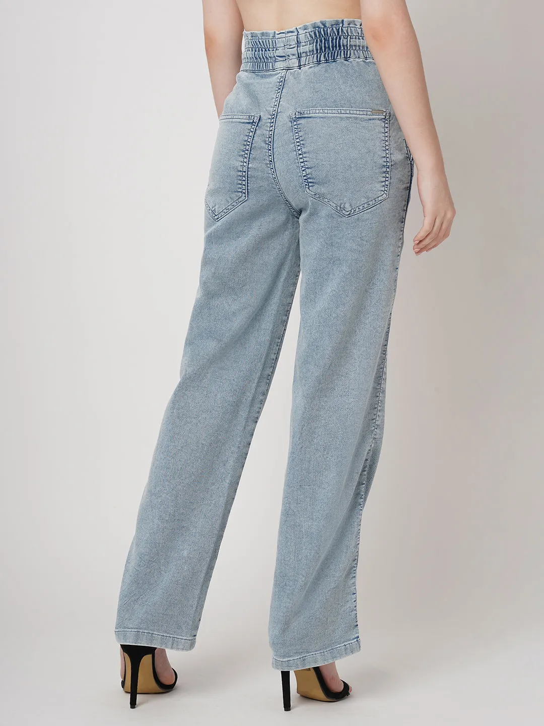 Women Light Blue High-Rise Jogger
