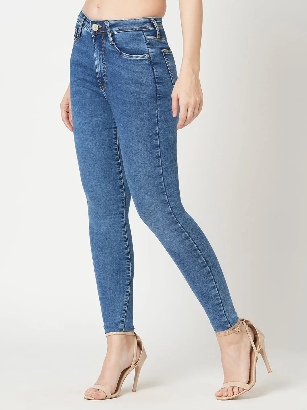 Women Light Blue High-Rise Skinny Jeans