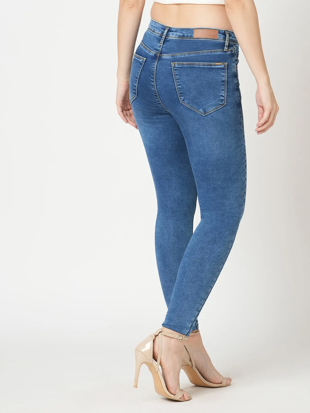 Women Light Blue High-Rise Skinny Jeans