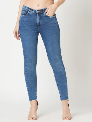 Women Light Blue High-Rise Skinny Jeans
