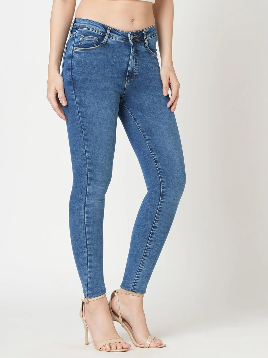 Women Light Blue High-Rise Skinny Jeans
