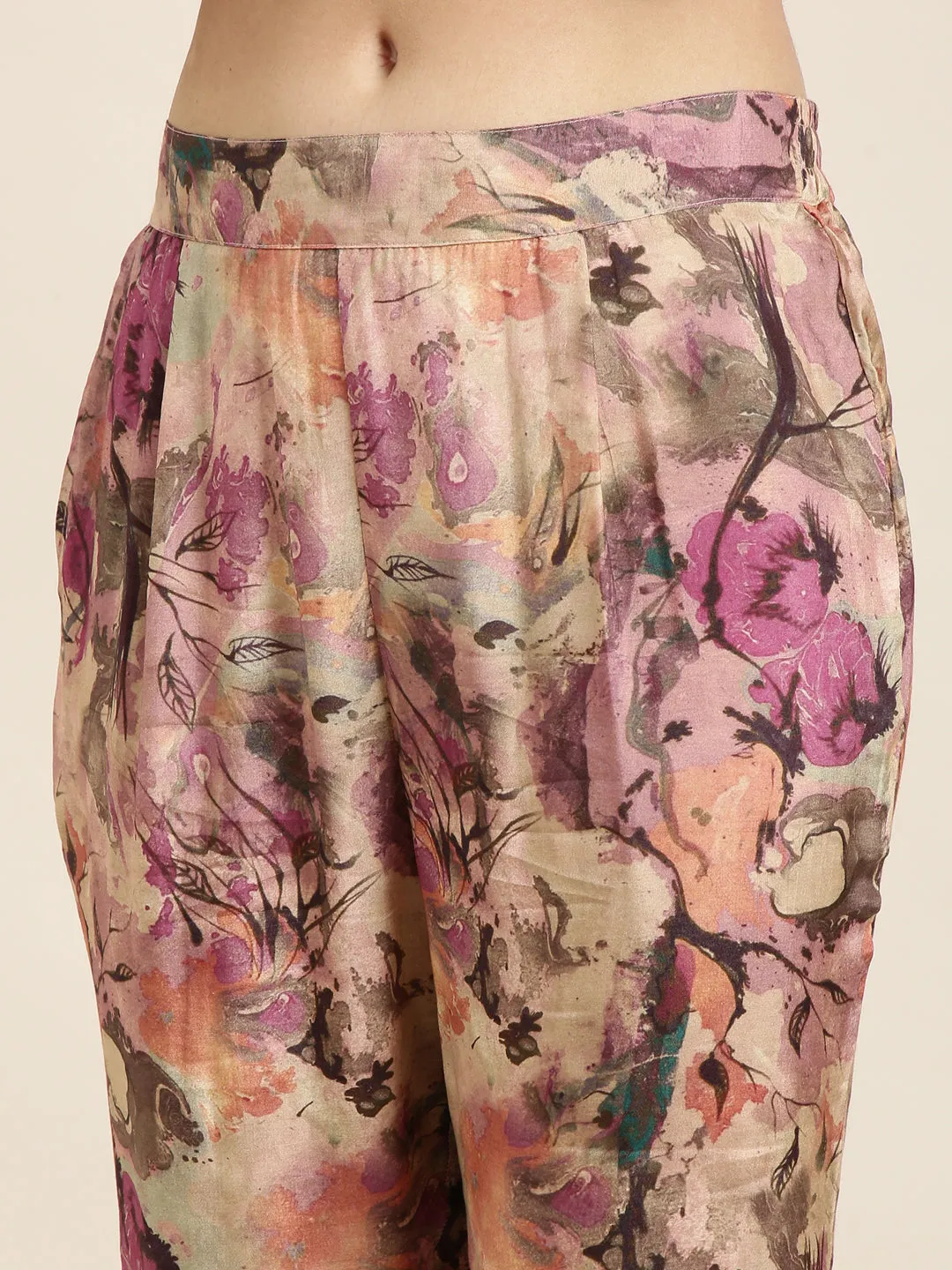 Women Oversized Multicolor Printed Shirt & Trousers Set