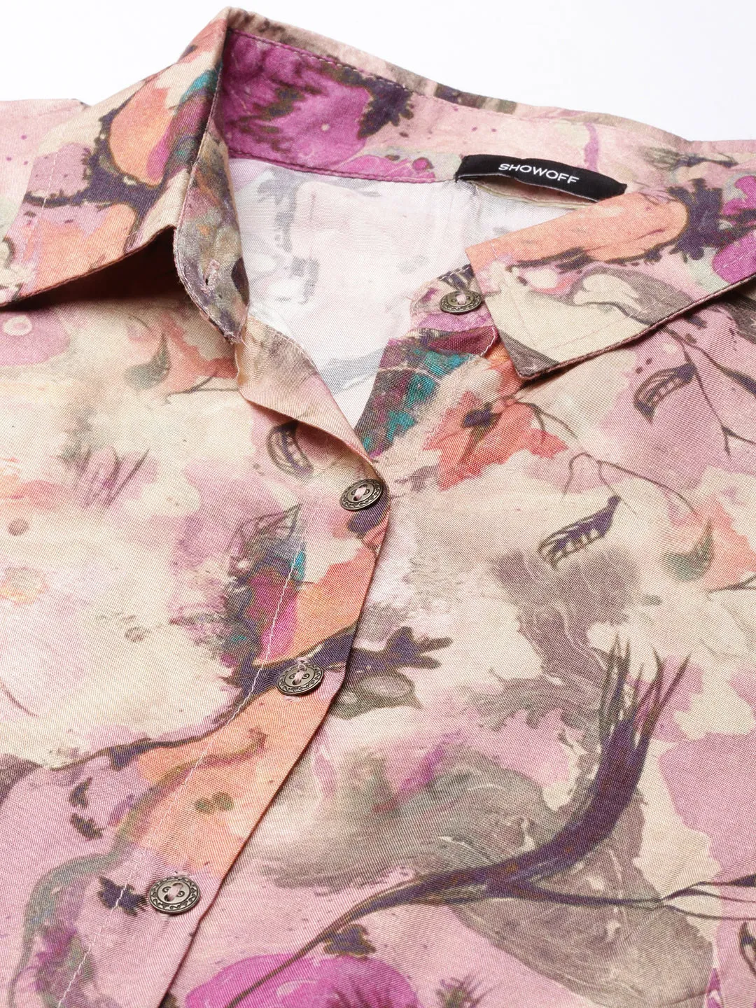 Women Oversized Multicolor Printed Shirt & Trousers Set
