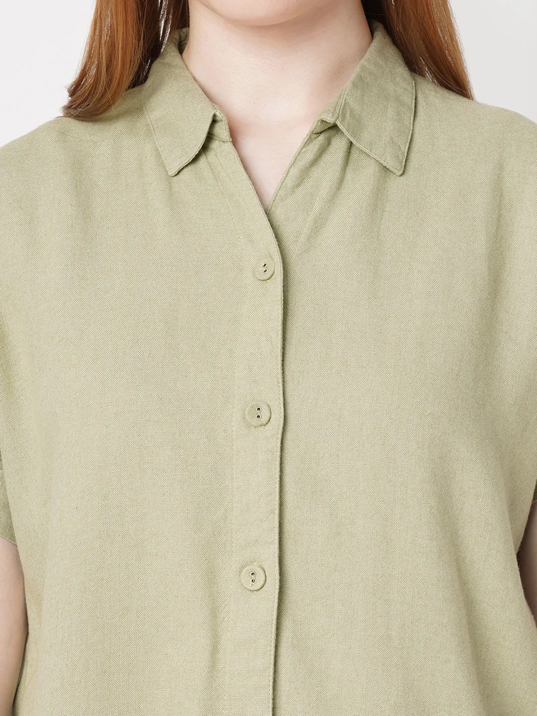 Women Solid Slim Fit LIGHT OLIVE Shirts