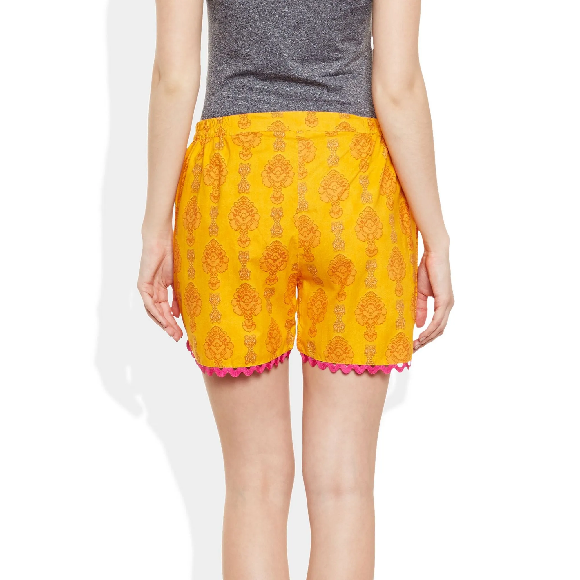 Womens Cotton Printed Beach Shorts Summer Pants Indian Small Size, W-CSRTS-2837